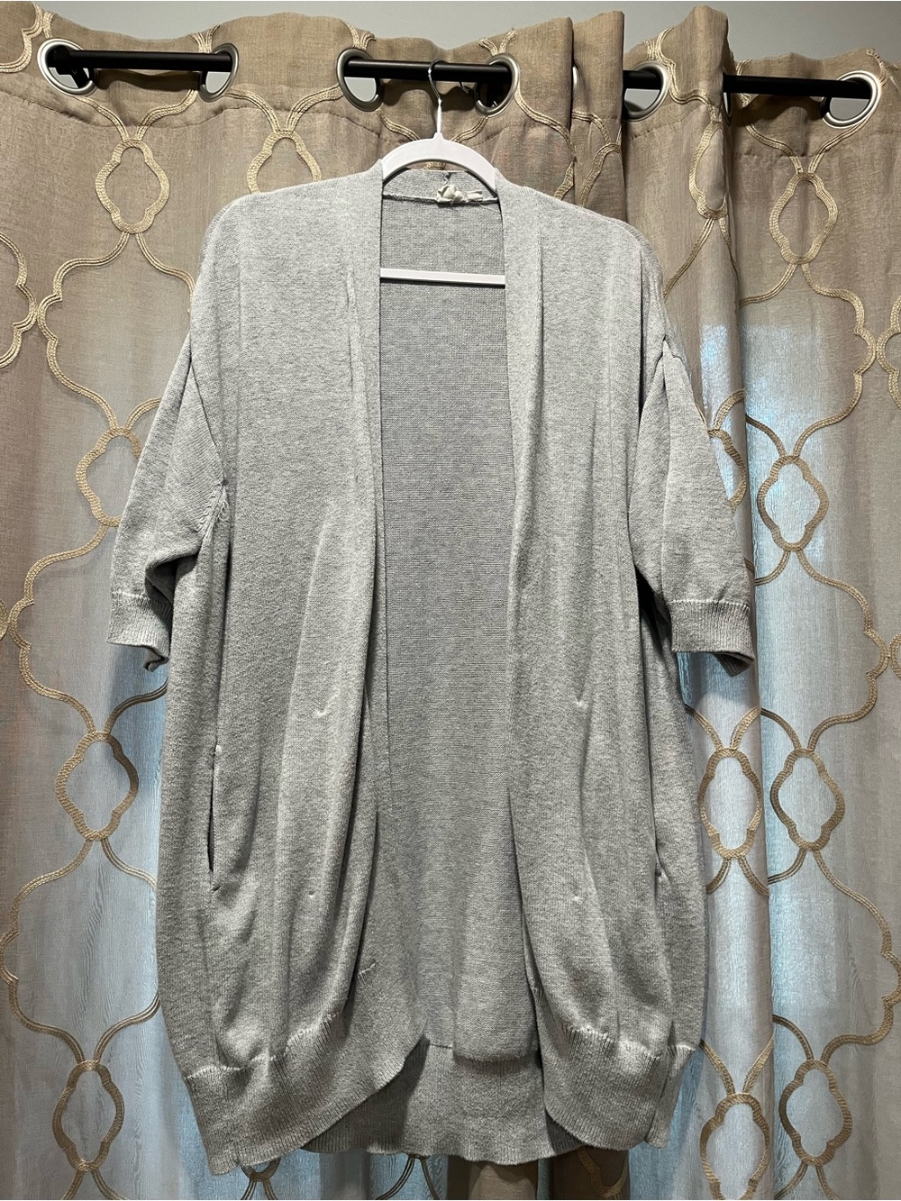 GAP Light Gray Open-Front Short Sleeve Cardigan